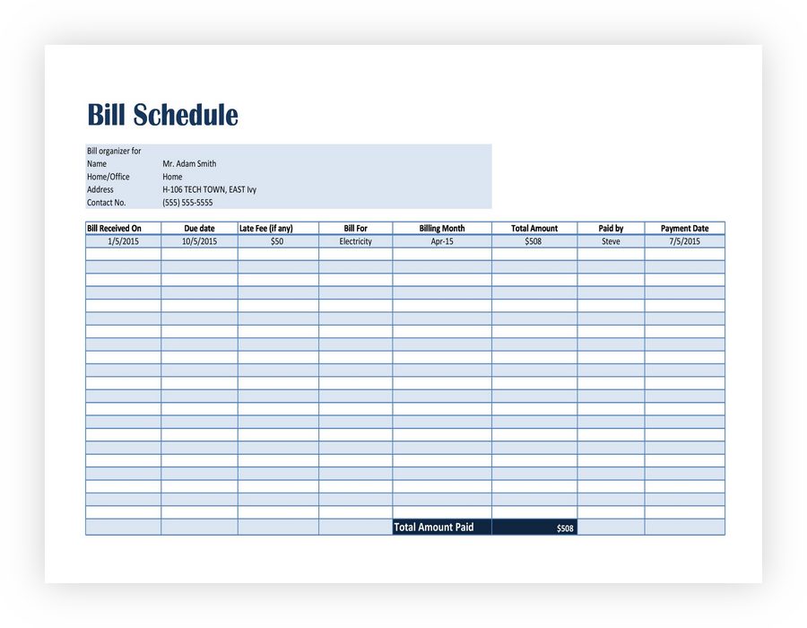 Payment Schedule Template 04