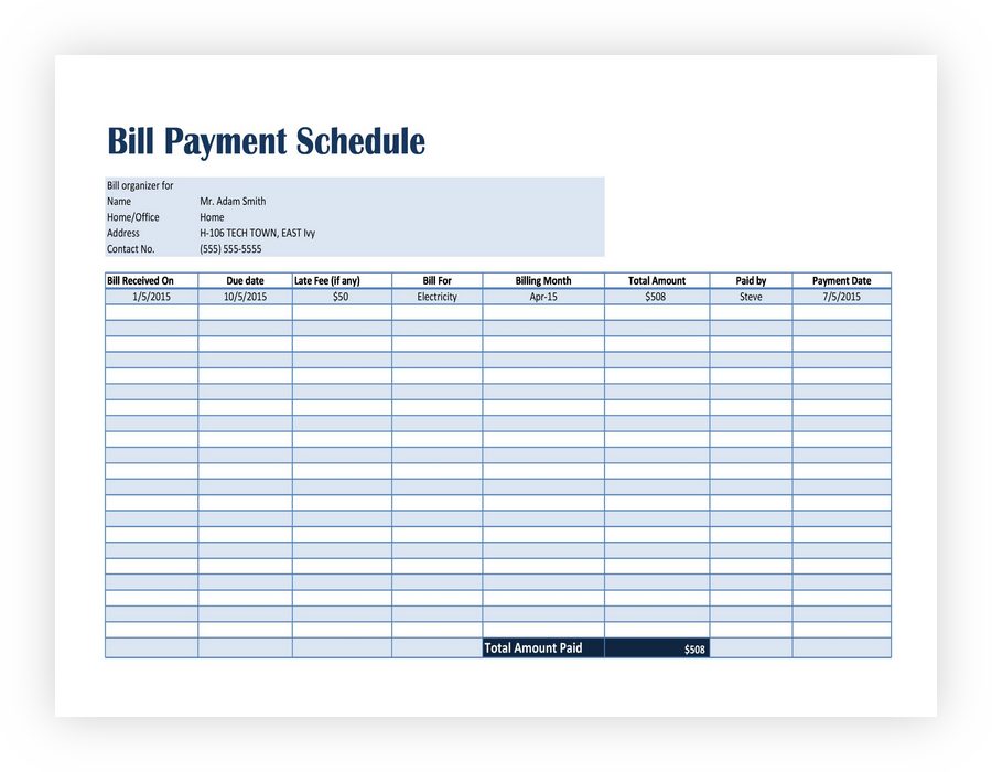 Payment Schedule Template 12