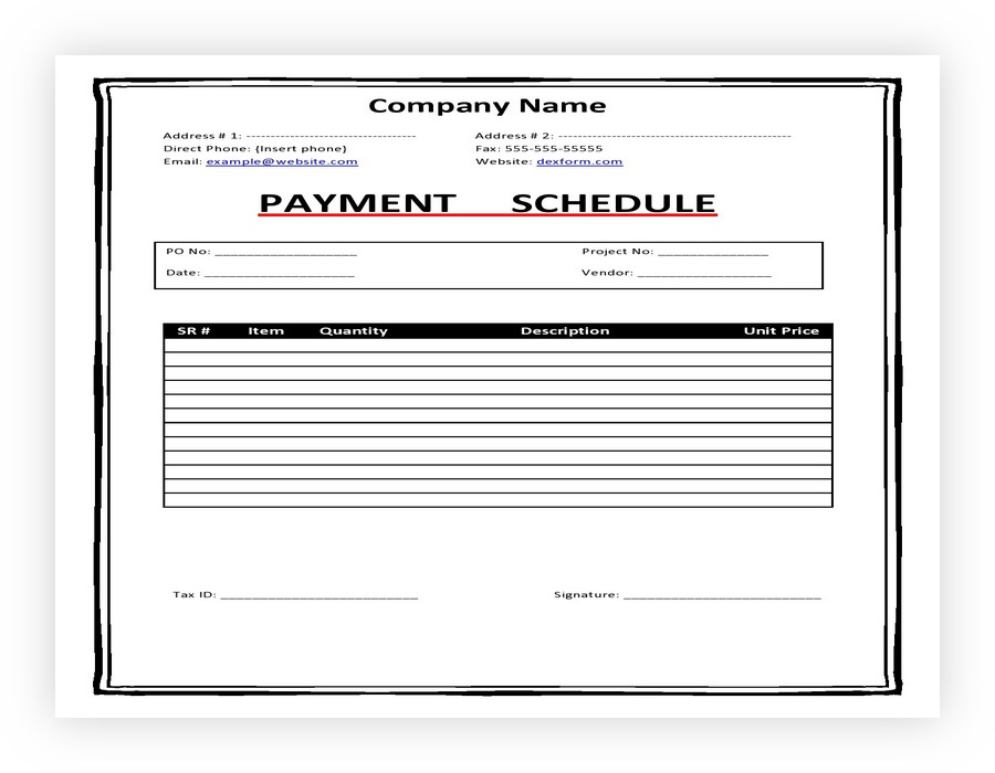 Payment Schedule Template 24