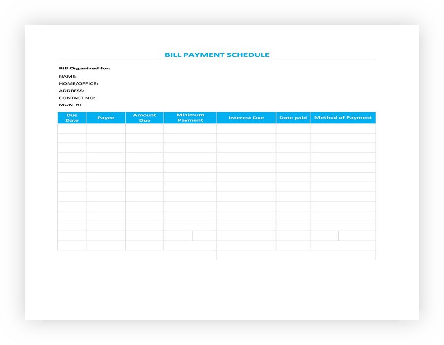 Payment Schedule Template 27