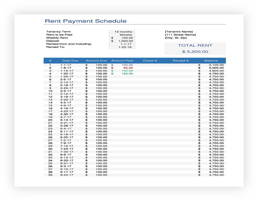 Payment Schedule Template 30