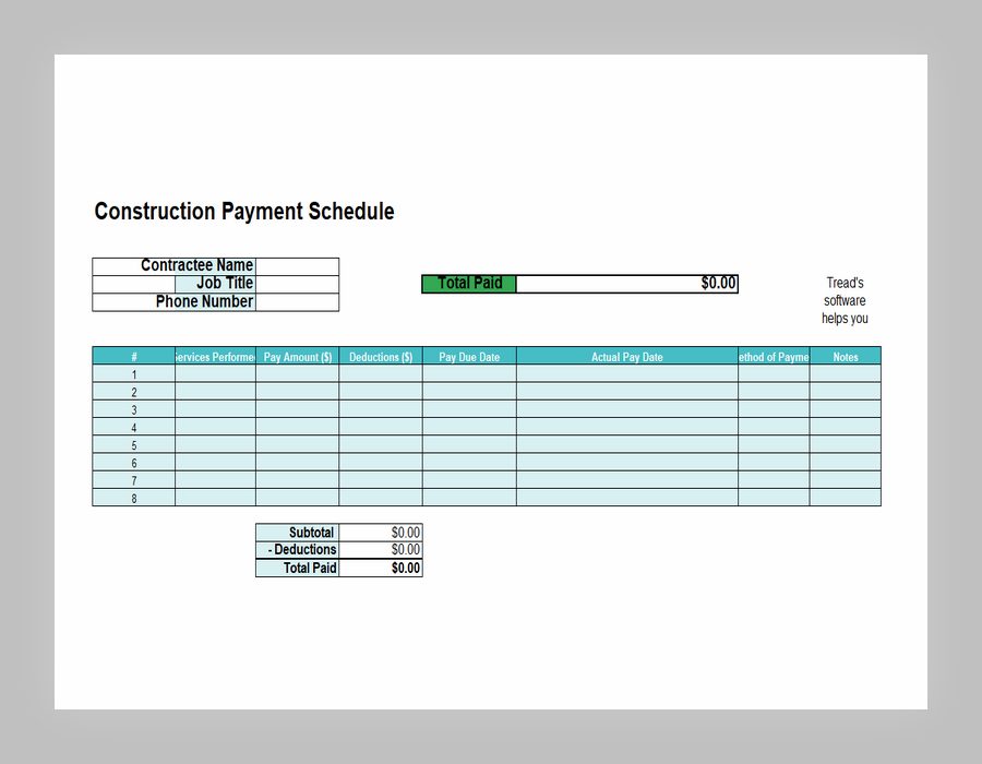 Payment Schedule for Construction