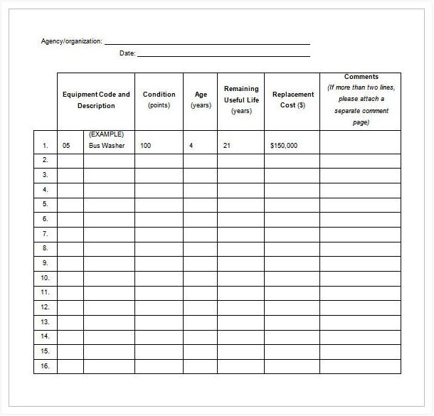 Preventive Maintenance Schedule Template