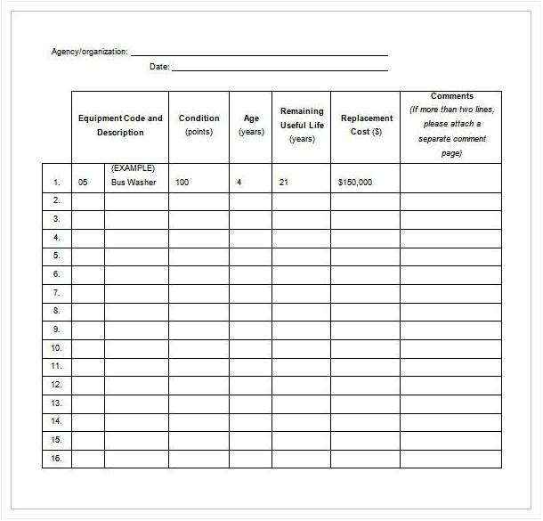 Preventive Maintenance Schedule Template