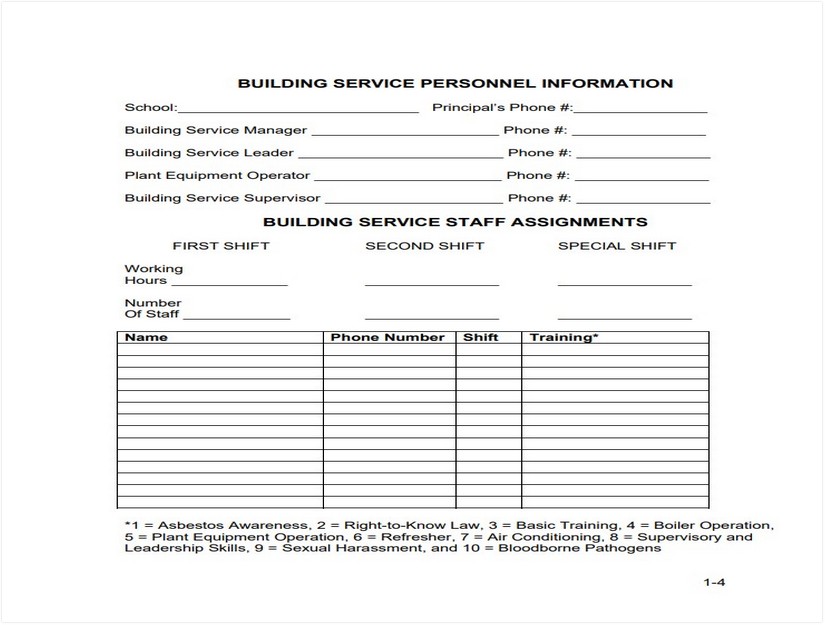 Printable Blank Building Maintenance Schedule Template