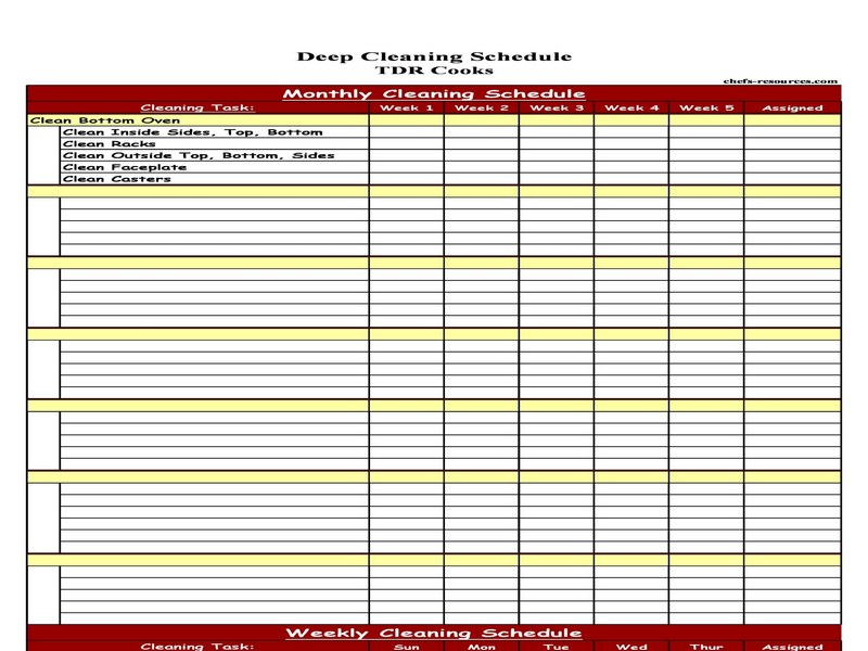 Printable Cleaning Schedule Template 03