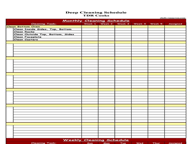 Printable Cleaning Schedule Template 03