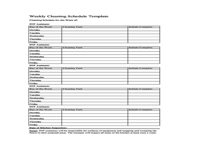 Printable Cleaning Schedule Template 04