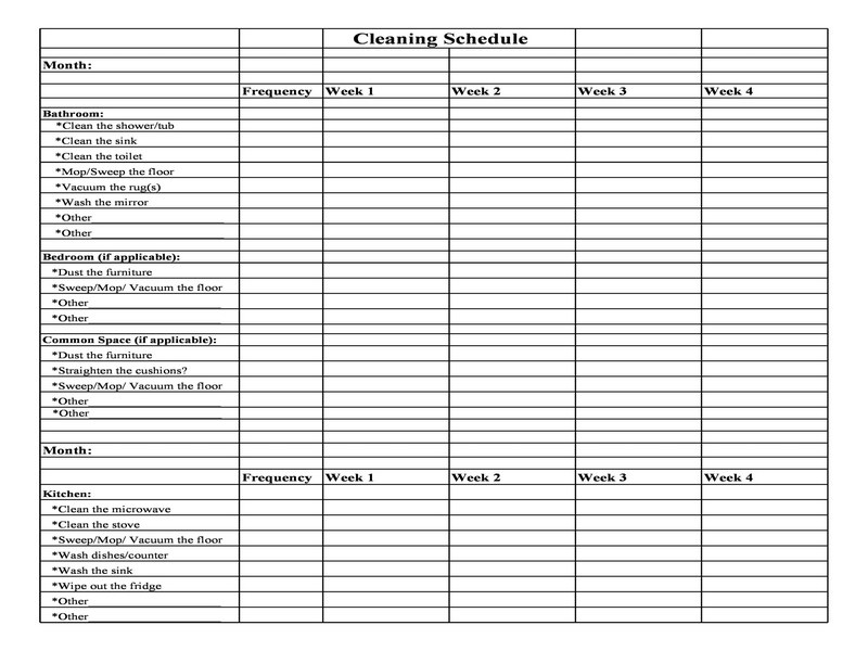 Printable Cleaning Schedule Template 05