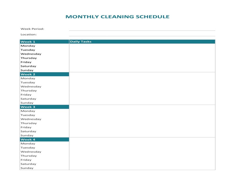 Printable Cleaning Schedule Template 07