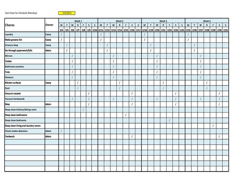 Printable Cleaning Schedule Template 11