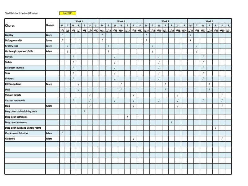 Printable Cleaning Schedule Template 11
