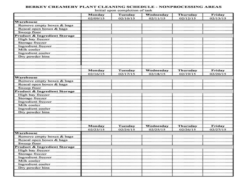 Printable Cleaning Schedule Template 12