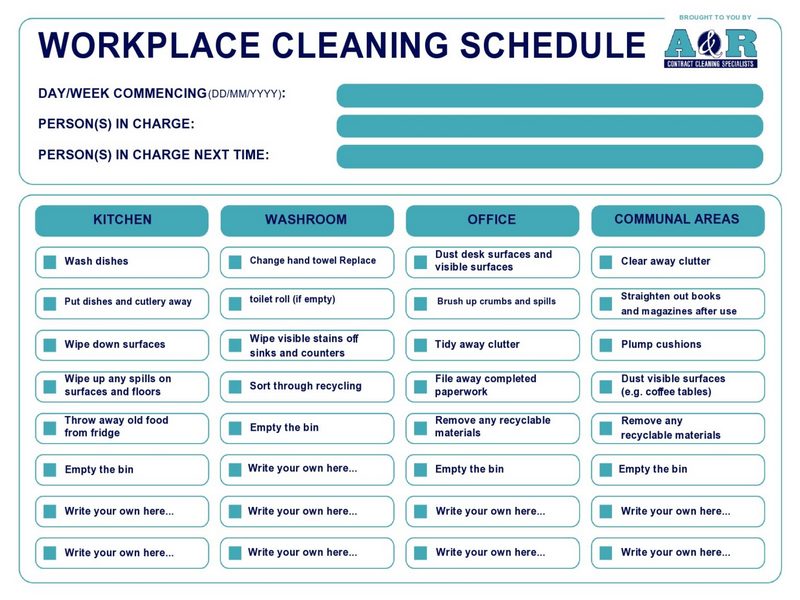 Printable Cleaning Schedule Template 13