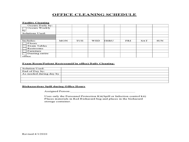 Printable Cleaning Schedule Template 14
