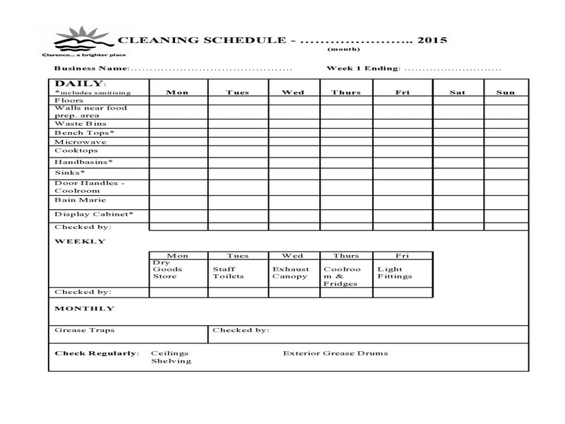 Printable Cleaning Schedule Template 15