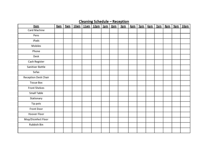 Printable Cleaning Schedule Template 19