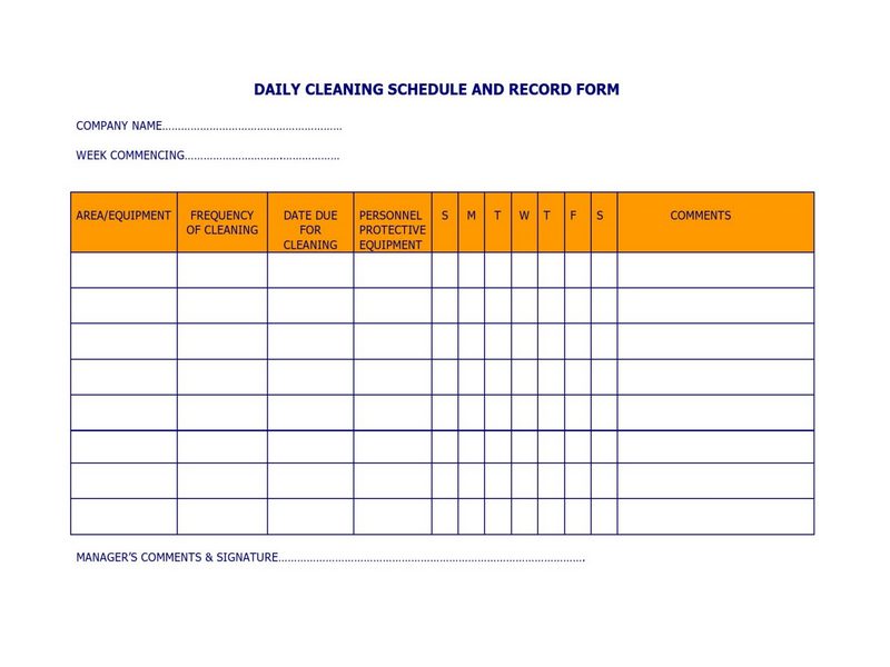 Printable Cleaning Schedule Template 21