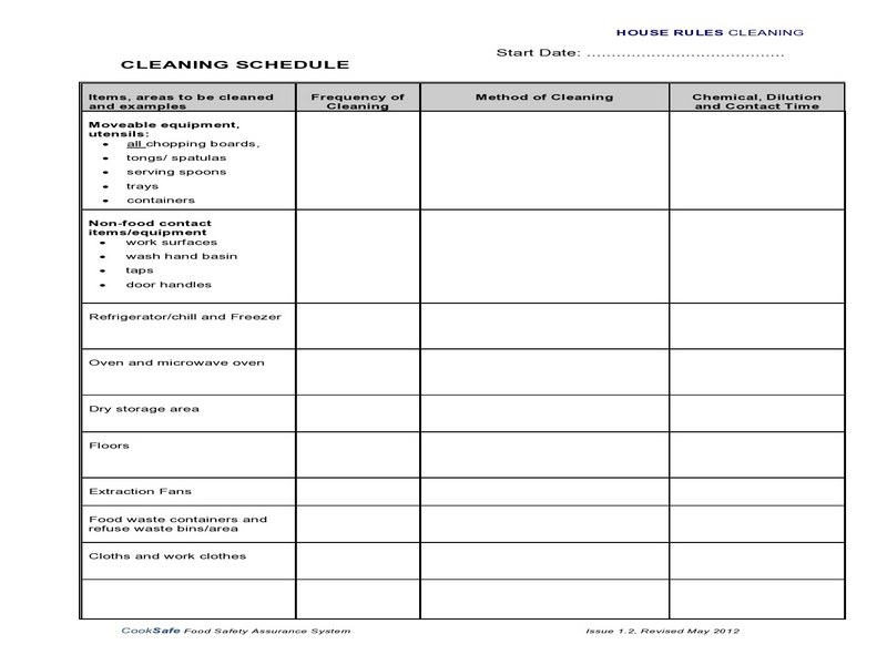 Printable Cleaning Schedule Template 28