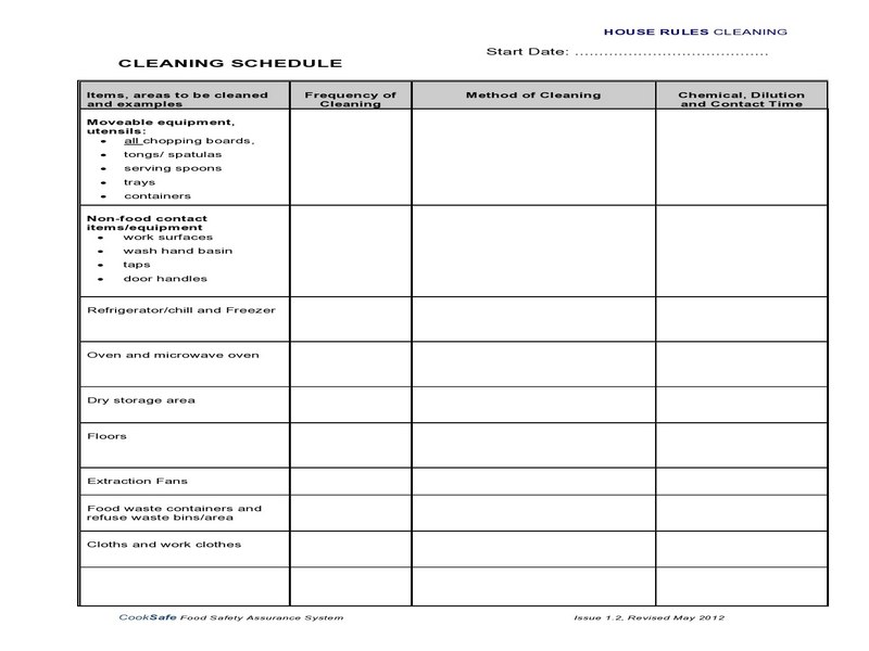 Printable Cleaning Schedule Template 28