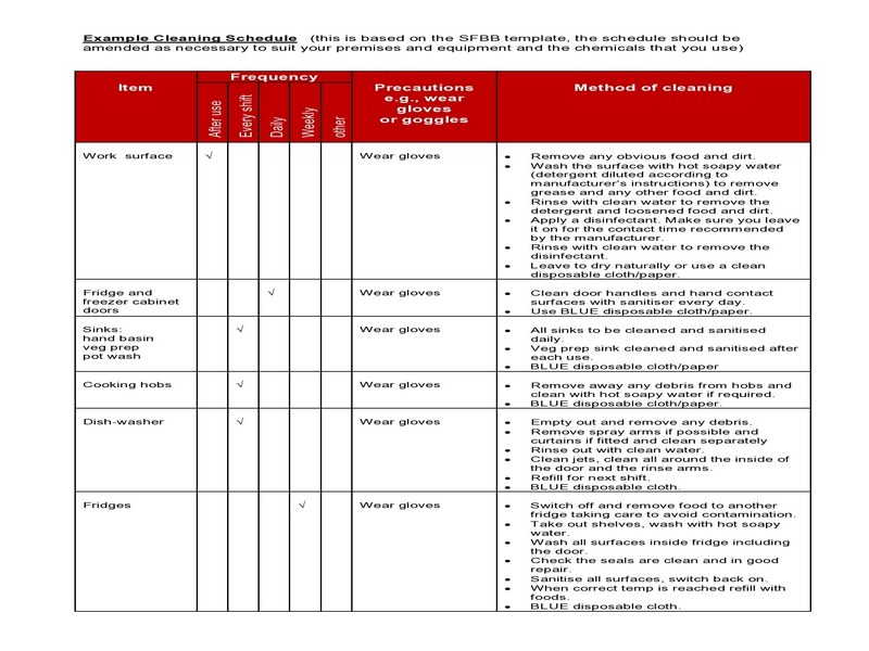 Printable Cleaning Schedule Template 30