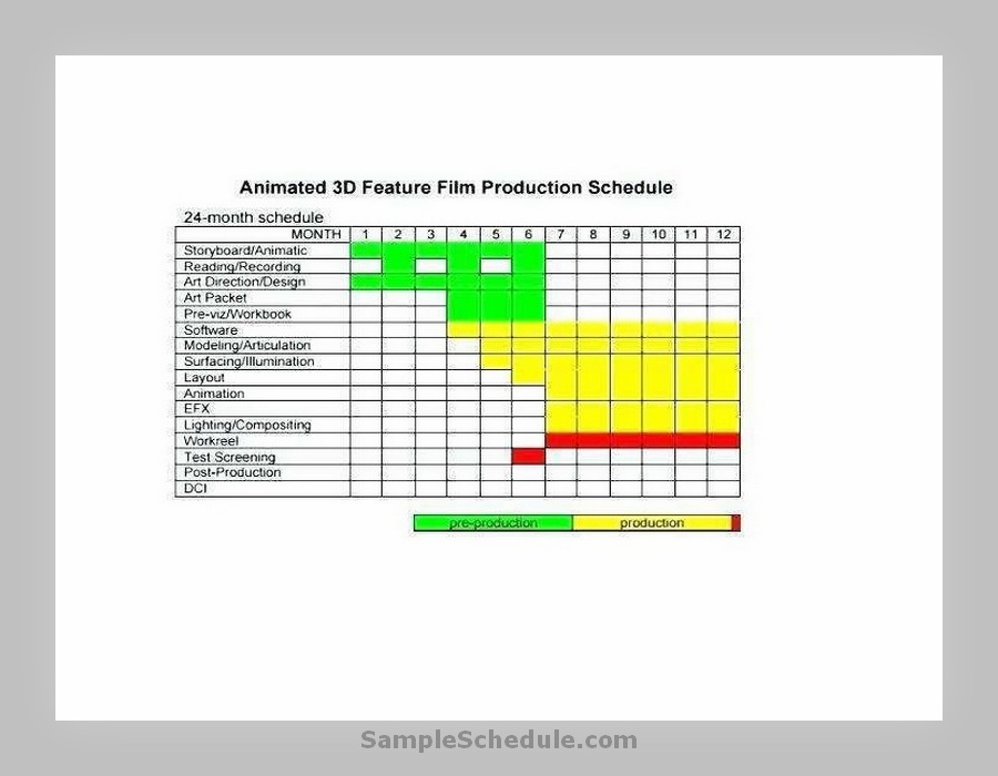 Printable Film Production Schedule Template