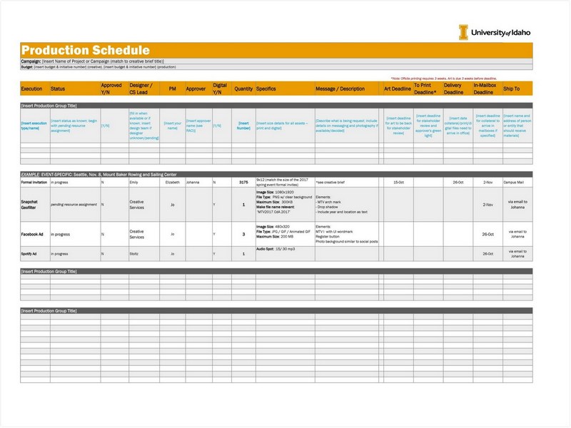 Production Schedule Template 11