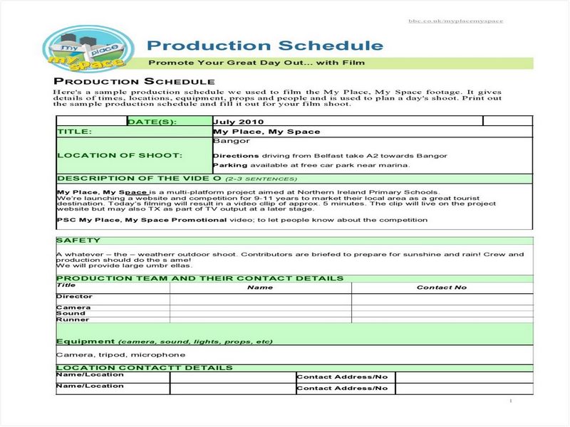 Production Schedule Template 13