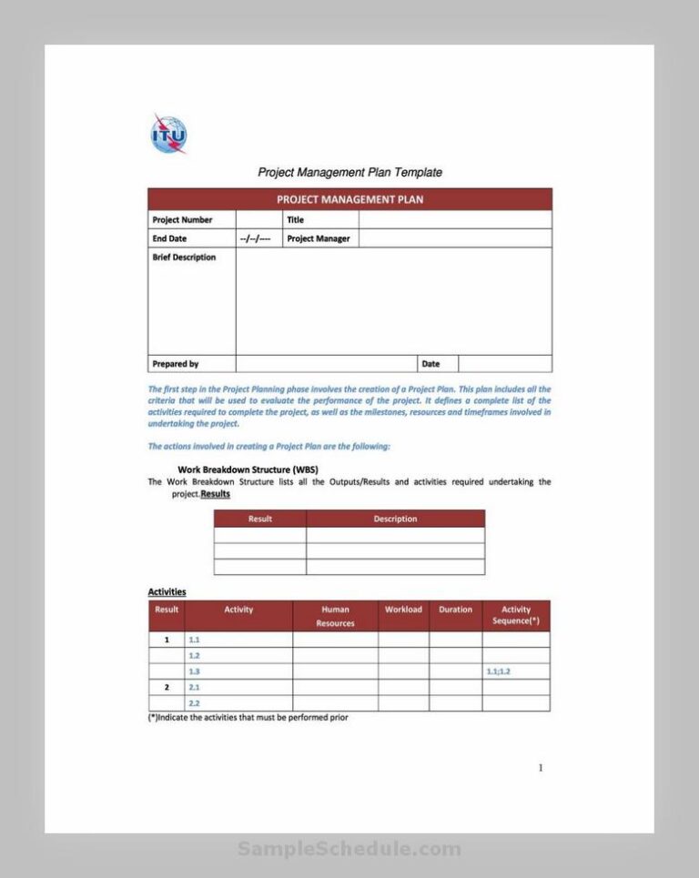 53 Free Project Plan Template [PDF, Excel, Word,] – sample schedule
