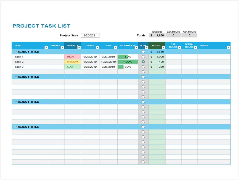 Project Task Scheduler Template