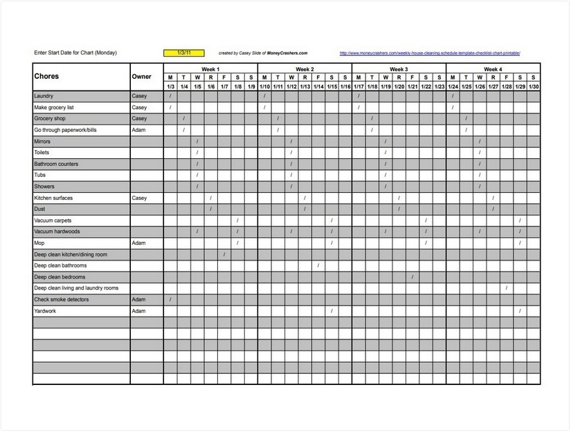 Restaurant Cleaning Schedule Format