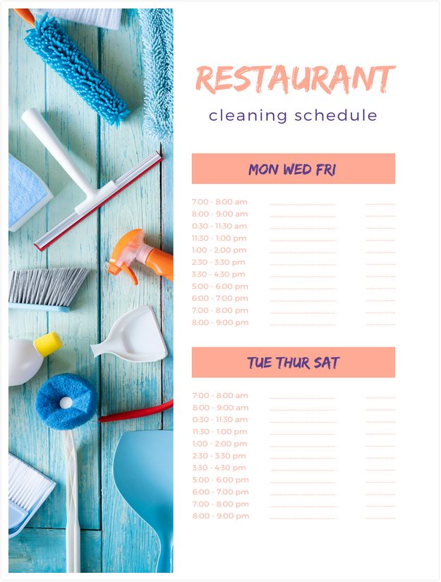 Restaurant Cleaning Schedule