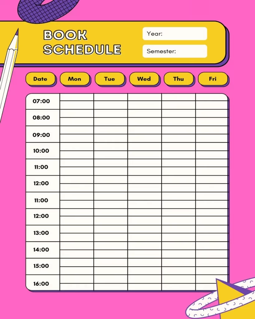 Schedule Book Template 12