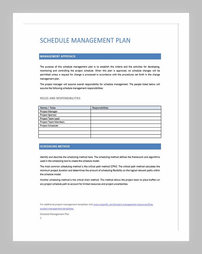 Schedule Management Plan Template 04