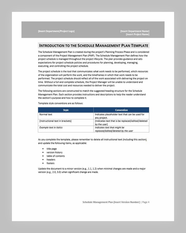 Schedule Management Plan Template 05