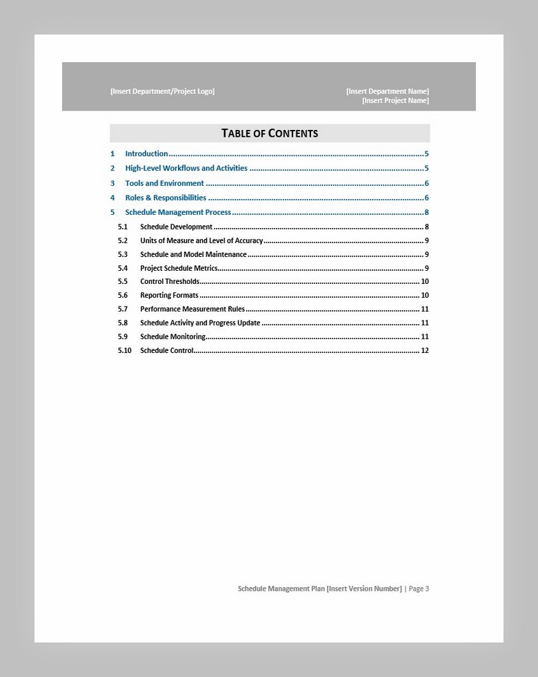 Schedule Management Plan Template 07