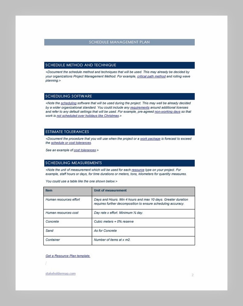 Schedule Management Plan Template 08