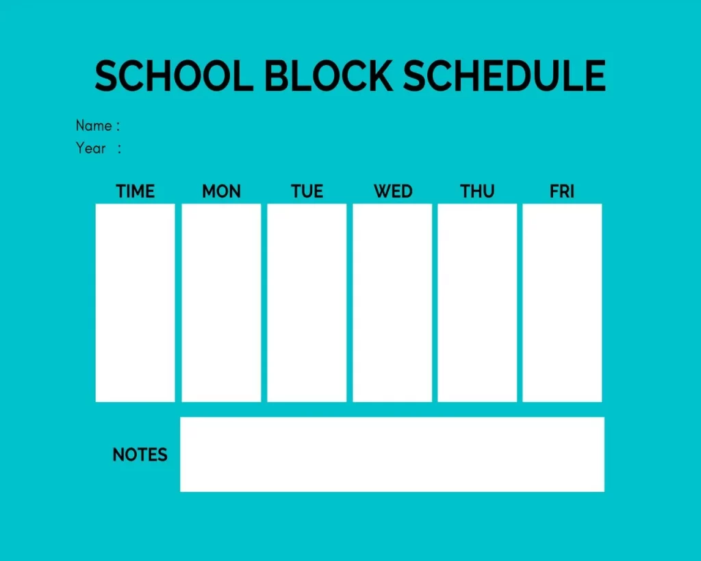 School Block Schedule Template