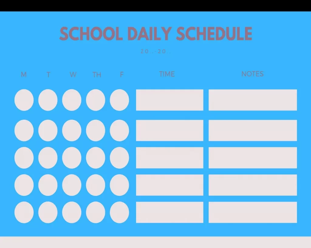 School Daily Schedule Template