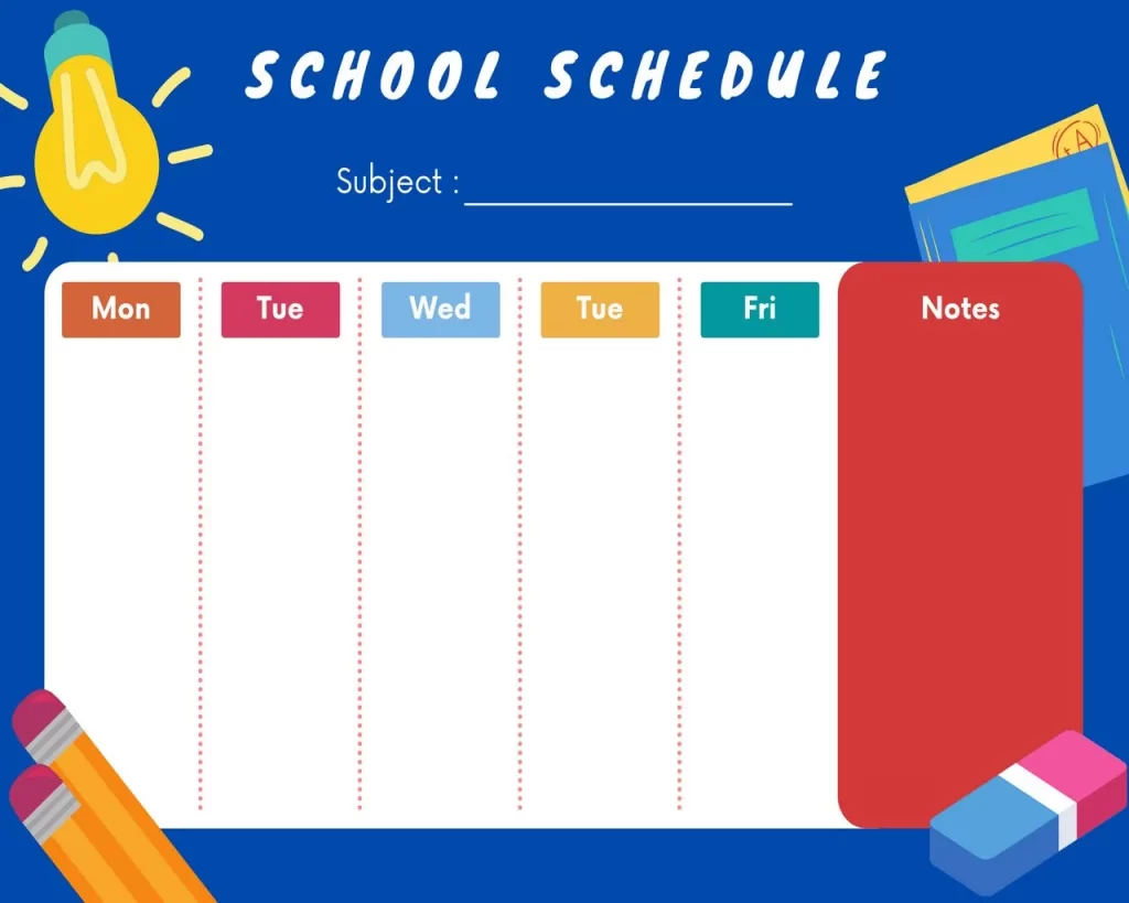 School Schedule Template Pdf
