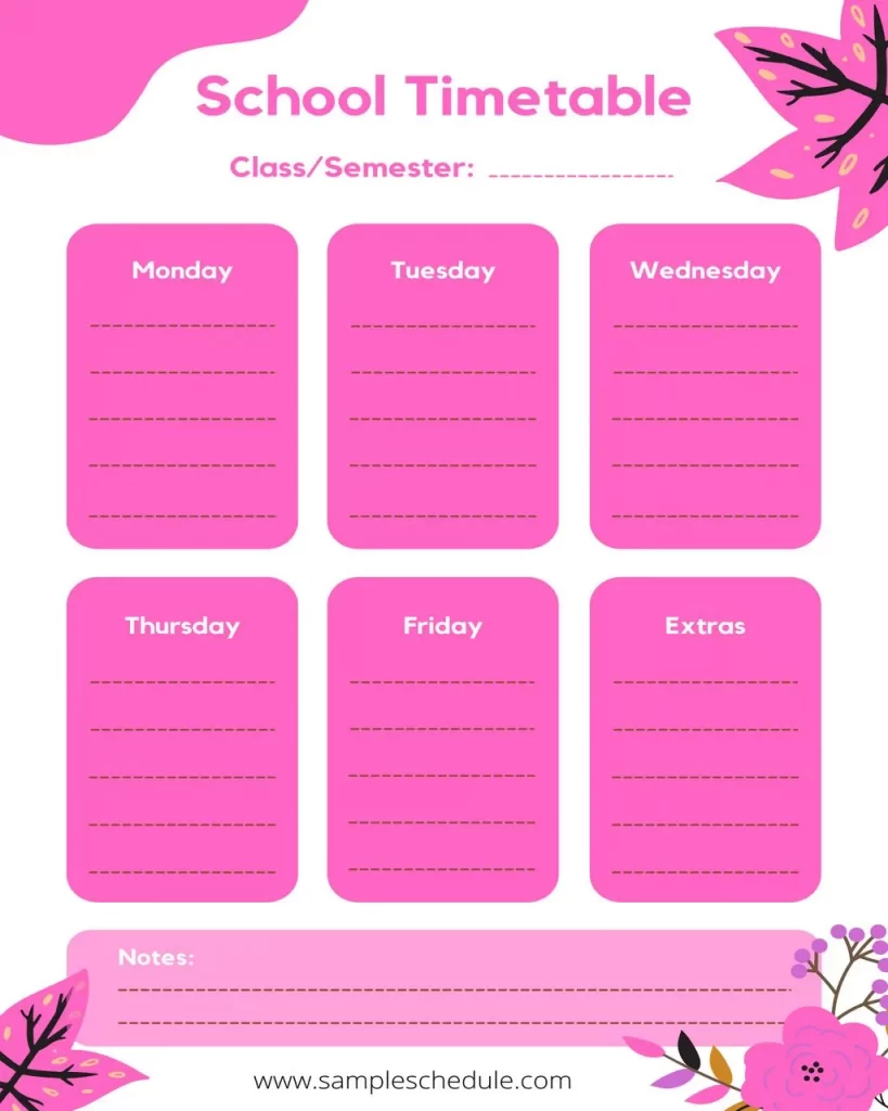 School Schedule Templates 14