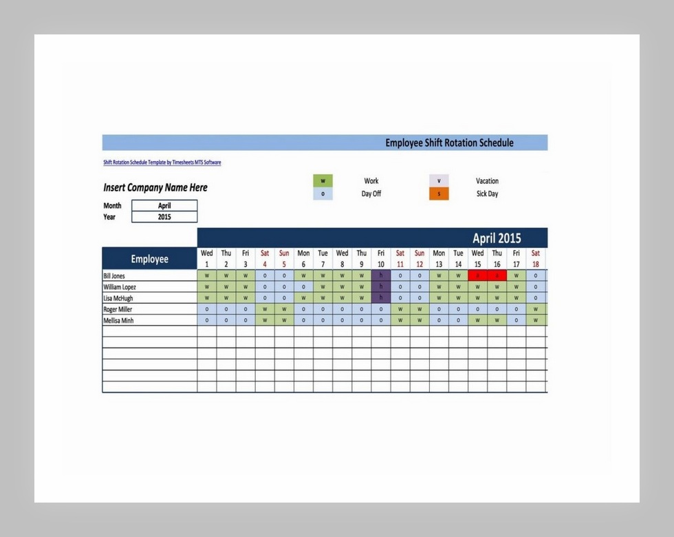 Shift Rotation Schedule Template 02