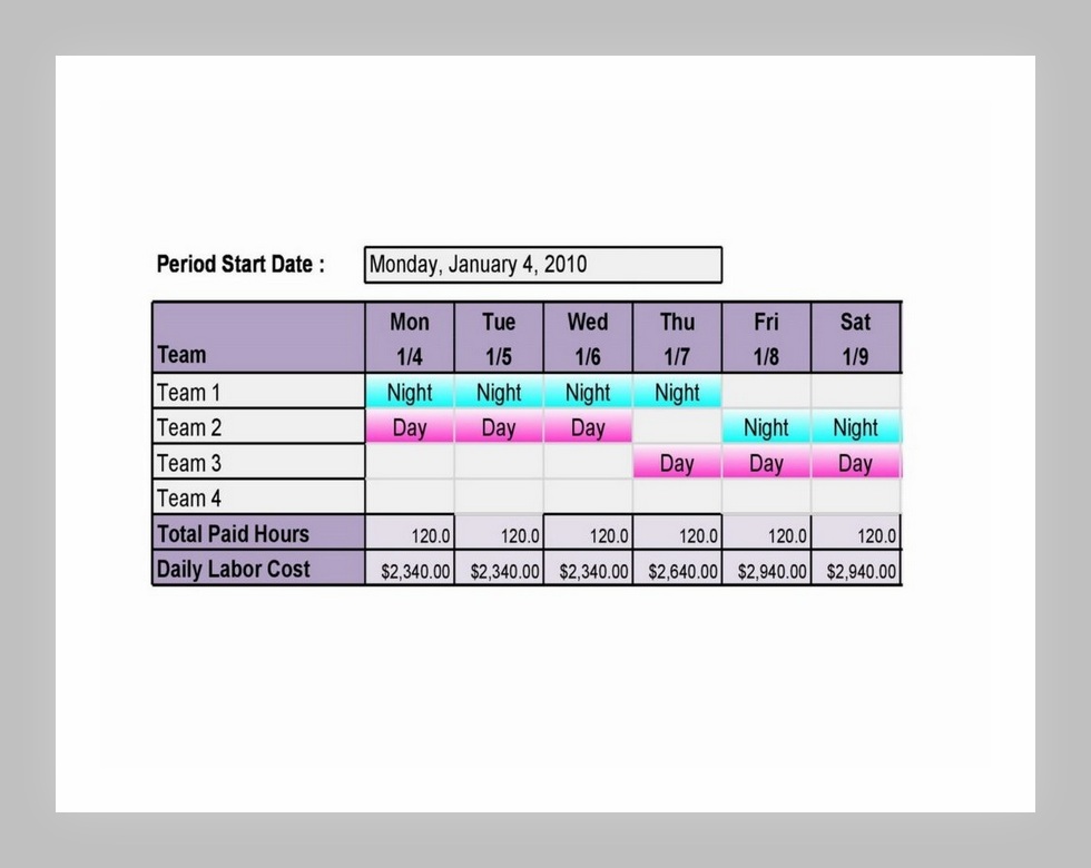 Shift Rotation Schedule Template 04