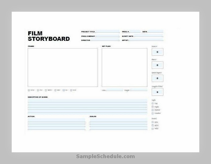 Standard Film Production Schedule Template