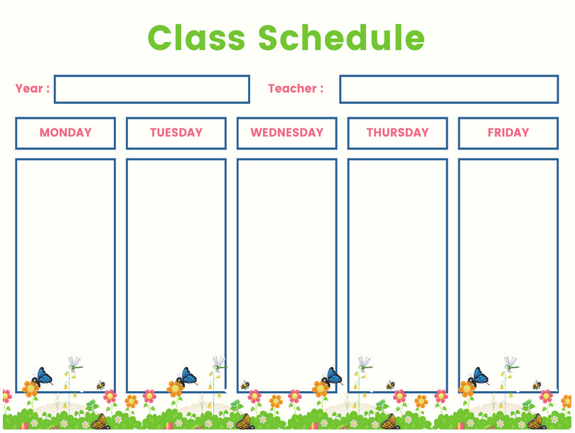 Class Schedule Template PDF