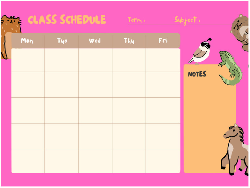 Cute Class Schedule Template