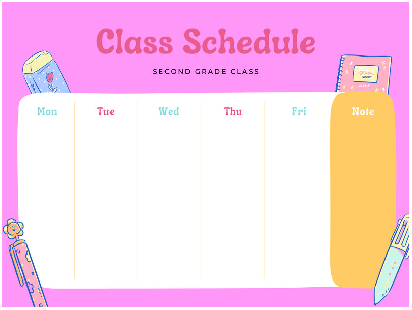 Class Schedule Template Printable