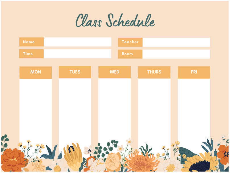 Class Schedule Template Word