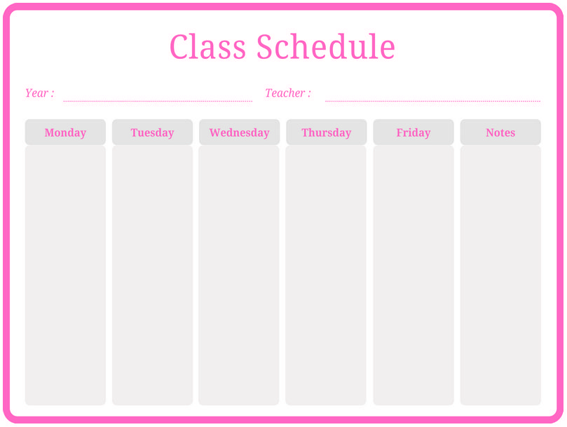 Class Schedule Template Excel