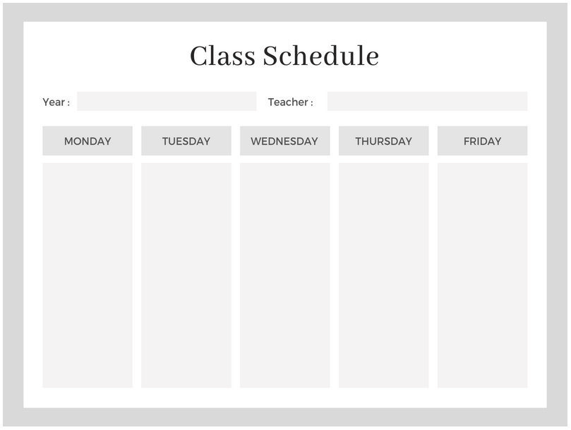 Template For Class Schedule 12
